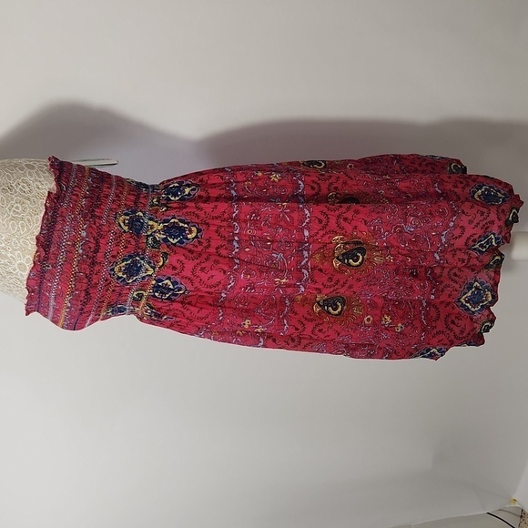 Raviya Women SZ S Pink Paisley Print Pull On Style Smocked Lined Tube Top Dress - Picture 7 of 14